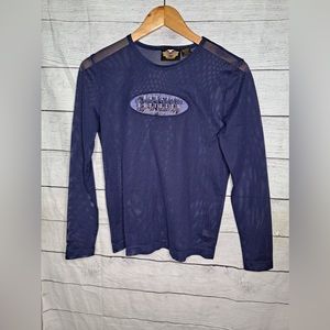 WOMEN'S HARLEY-DAVIDSON FULL BODY&SLEEVES MESH PURPLE SHIRT LOGO!  SIZE SMALL
